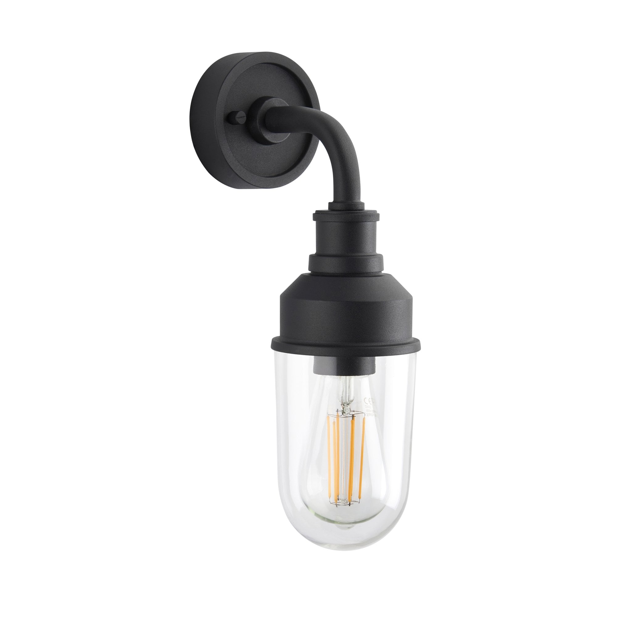 95884 Outdoor Wall 1 Light Matt Black And Clear Glass