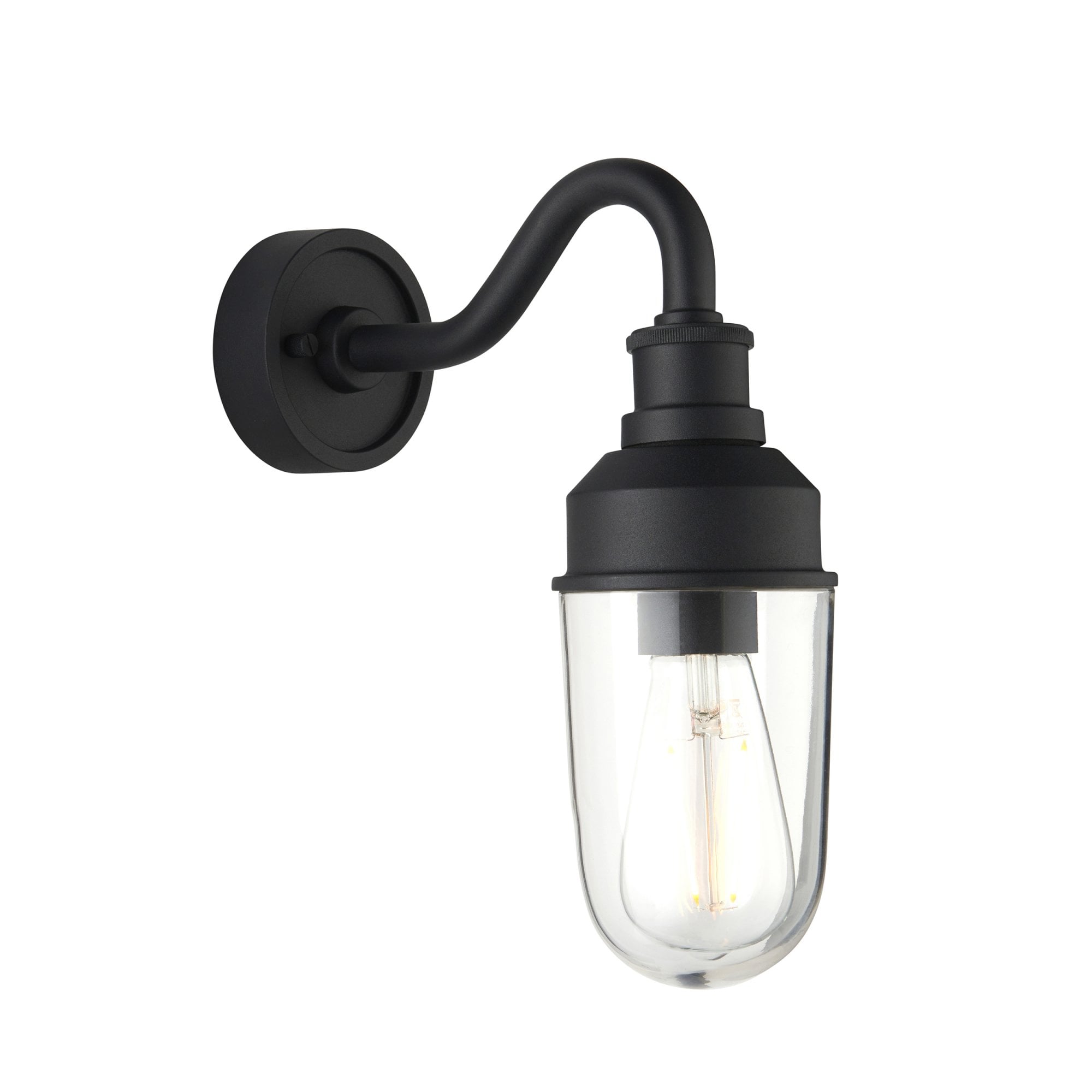 95886 Outdoor Wall 1 Light Matt Black And Clear Glass