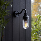 95886 Outdoor Wall 1 Light Matt Black And Clear Glass