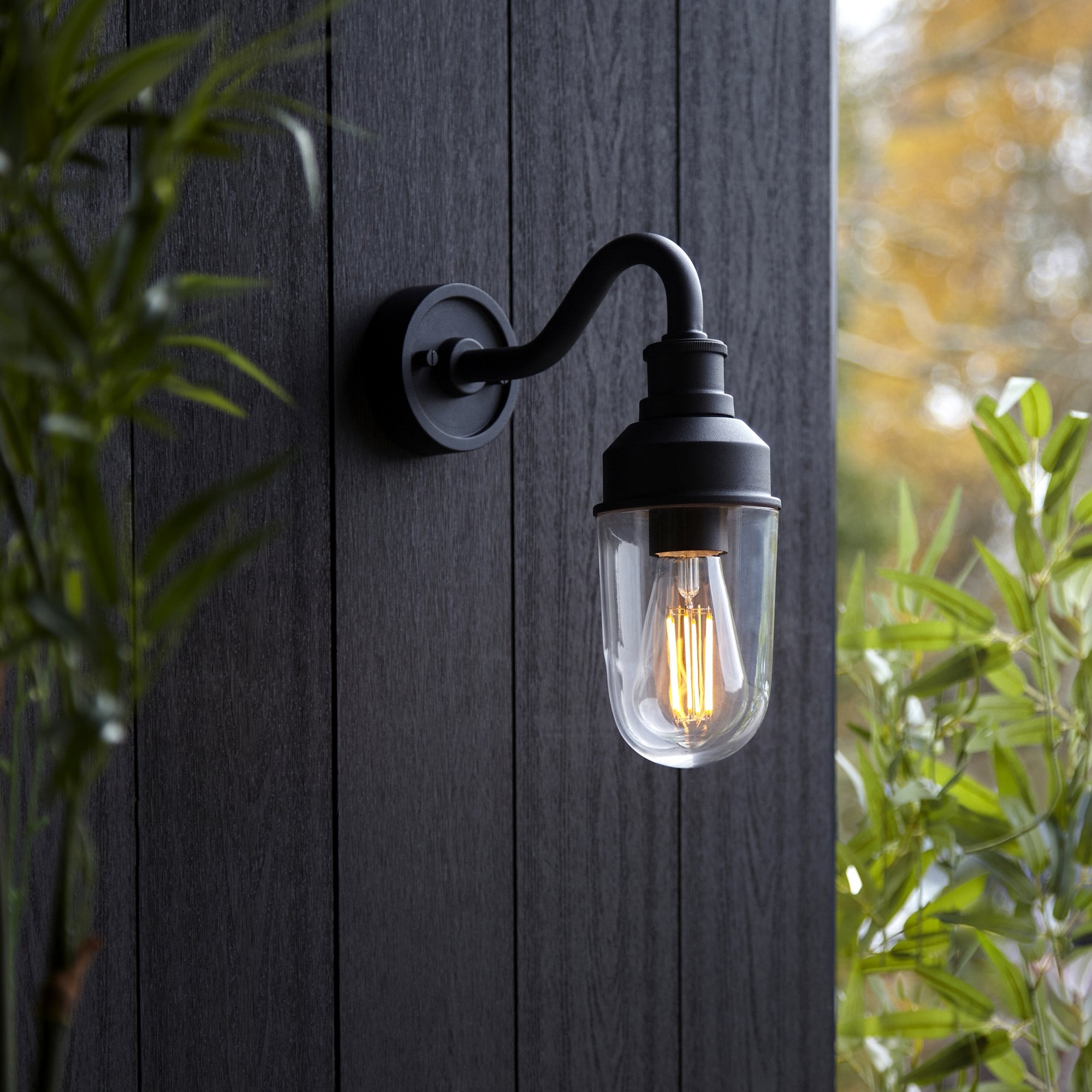 95886 Outdoor Wall 1 Light Matt Black And Clear Glass