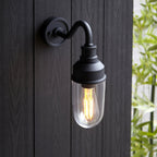 95886 Outdoor Wall 1 Light Matt Black And Clear Glass