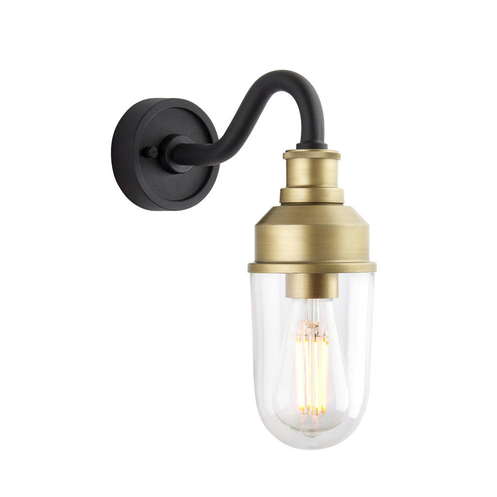 95887 Outdoor Wall 1 Light Matt Black And Brushed Gold Finish With Clear Glass