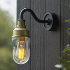 95887 Outdoor Wall 1 Light Matt Black And Brushed Gold Finish With Clear Glass