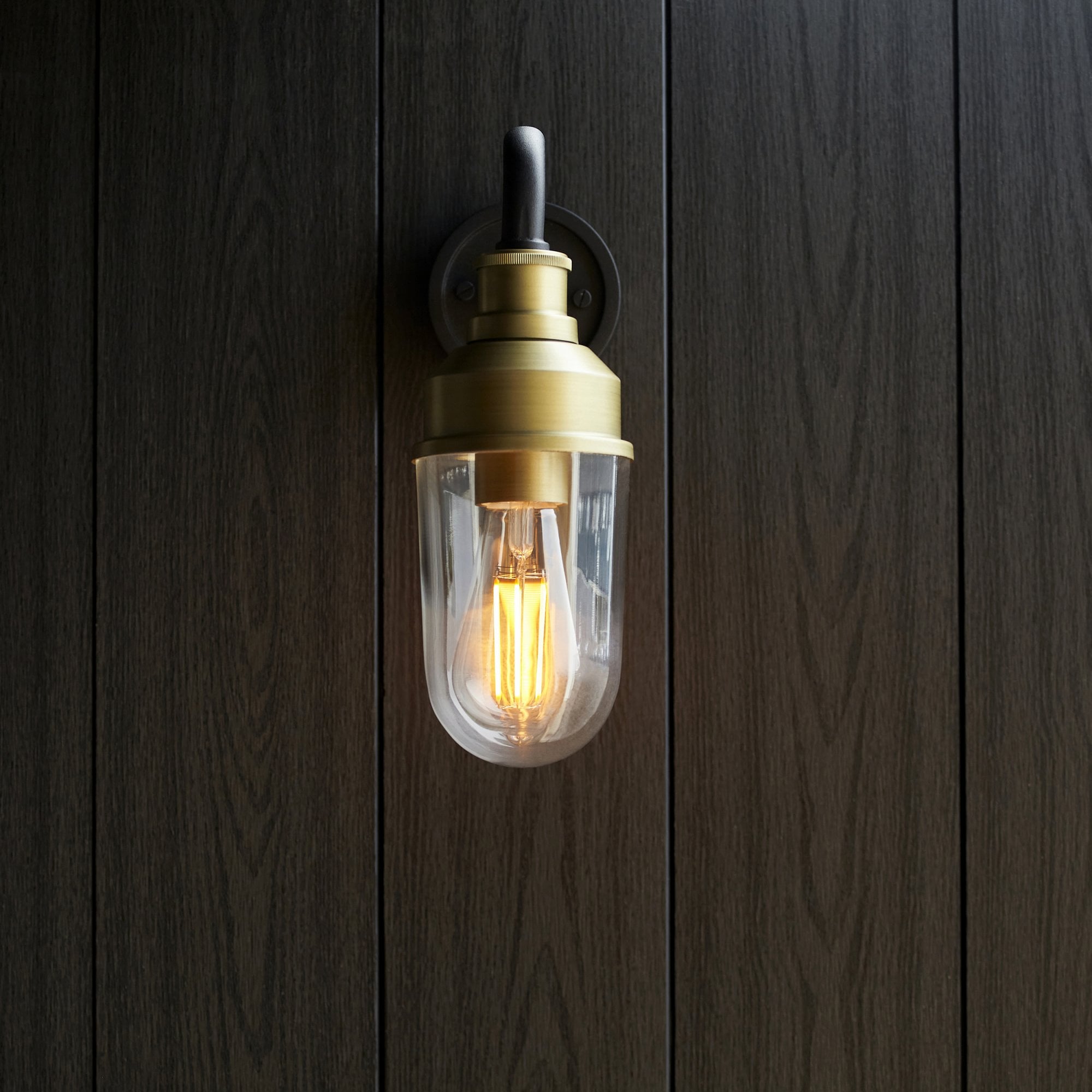 95887 Outdoor Wall 1 Light Matt Black And Brushed Gold Finish With Clear Glass