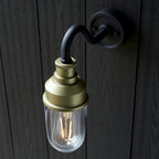 95887 Outdoor Wall 1 Light Matt Black And Brushed Gold Finish With Clear Glass