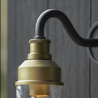 95887 Outdoor Wall 1 Light Matt Black And Brushed Gold Finish With Clear Glass