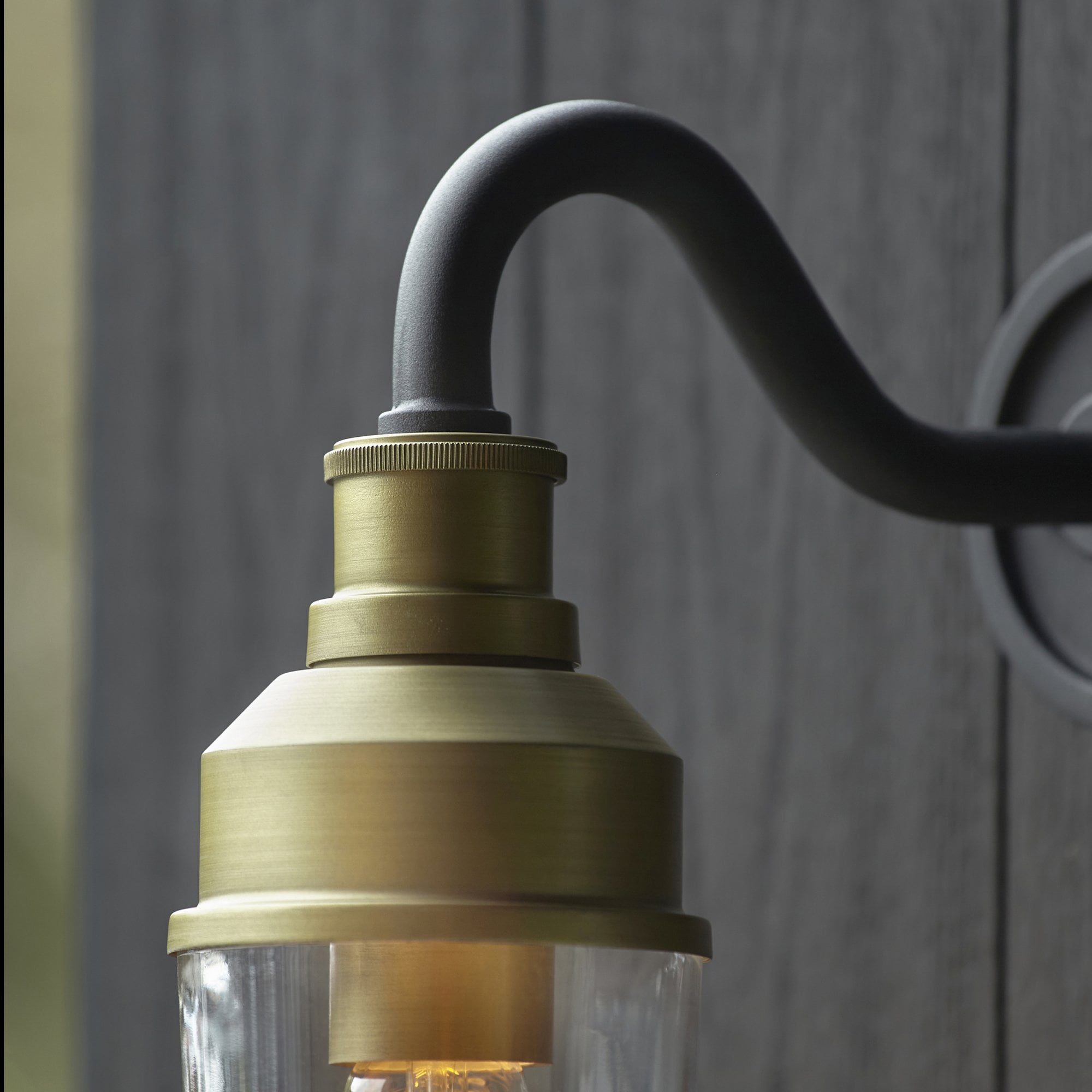 95887 Outdoor Wall 1 Light Matt Black And Brushed Gold Finish With Clear Glass