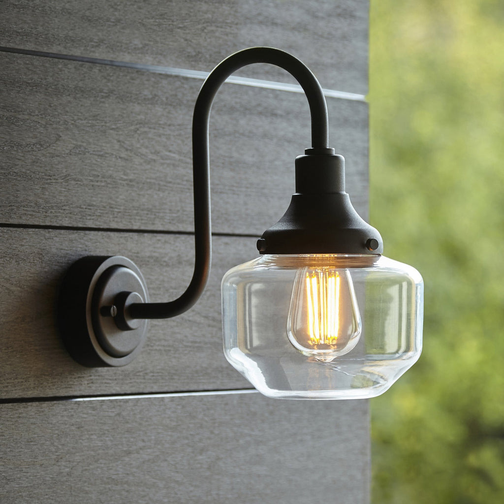 95893 Outdoor Wall 1 Light Matt Black And Clear Glass
