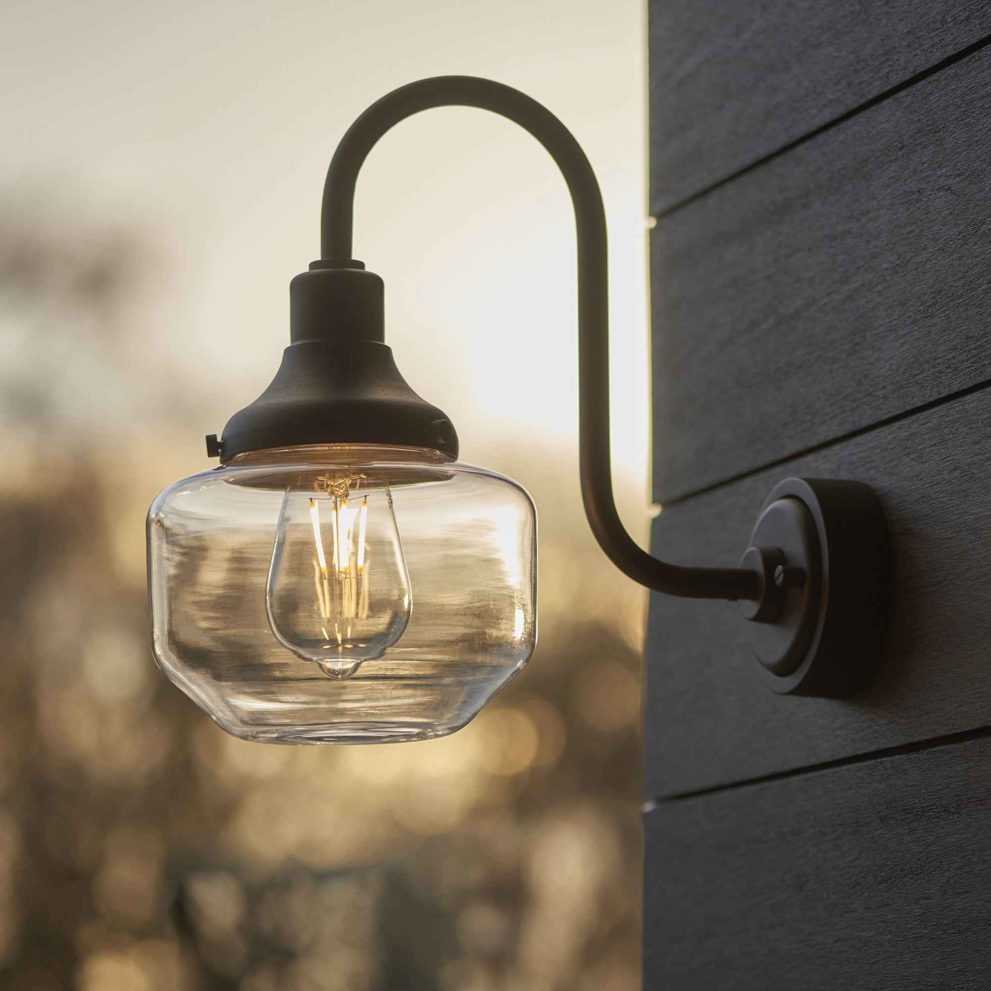 95893 Outdoor Wall 1 Light Matt Black And Clear Glass
