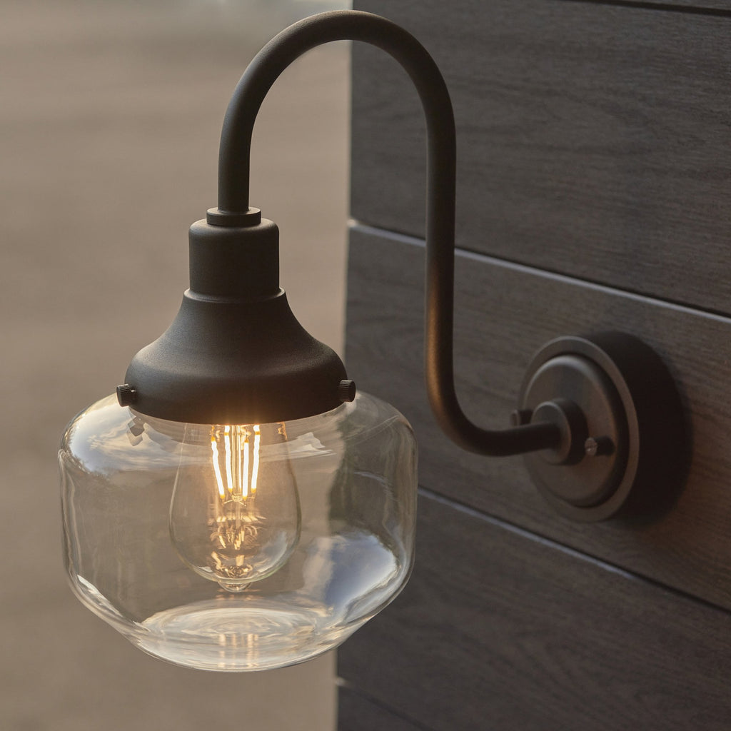95893 Outdoor Wall 1 Light Matt Black And Clear Glass