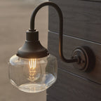 95893 Outdoor Wall 1 Light Matt Black And Clear Glass