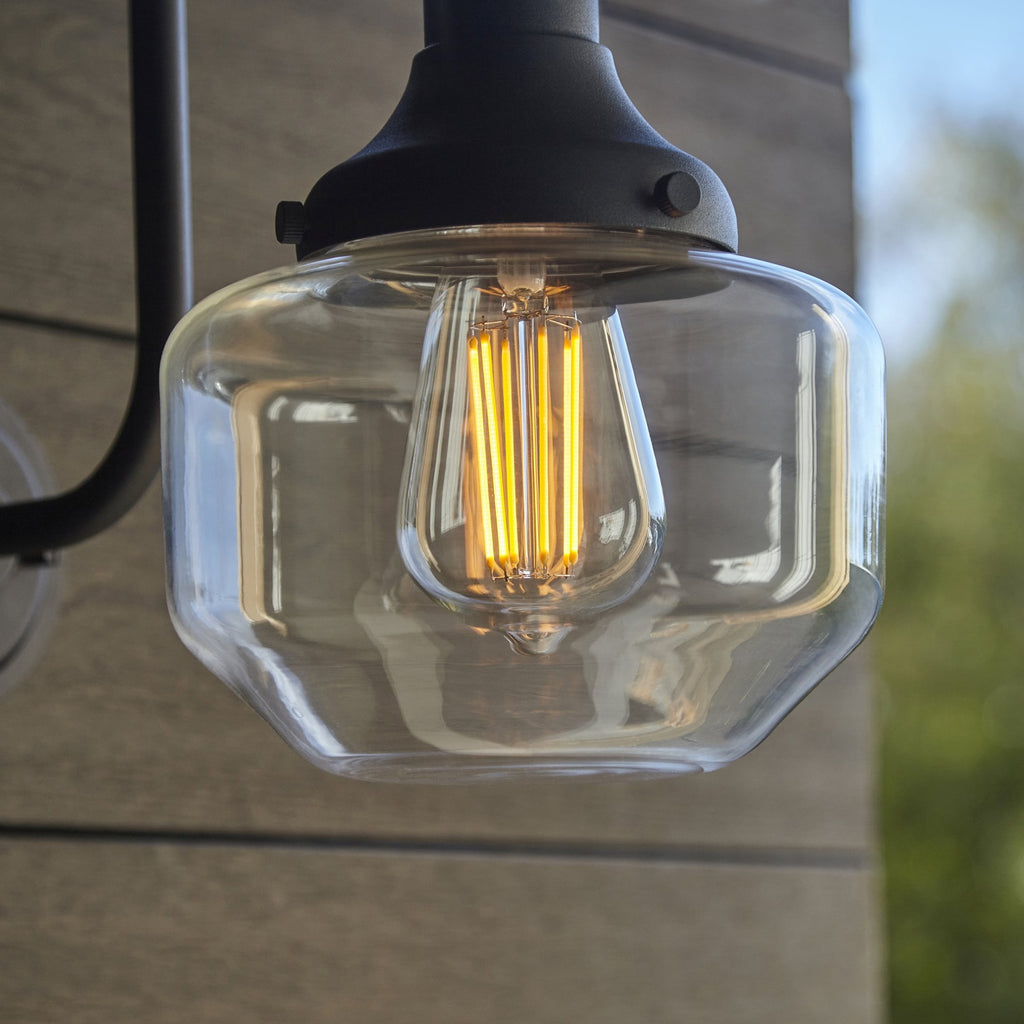 95893 Outdoor Wall 1 Light Matt Black And Clear Glass