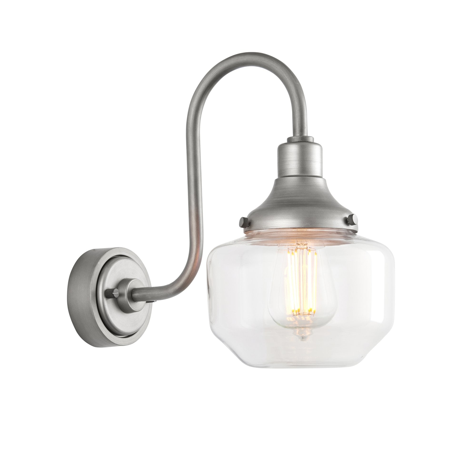 95894 Outdoor Wall 1 Light Brushed Silver Finish And Clear Glass