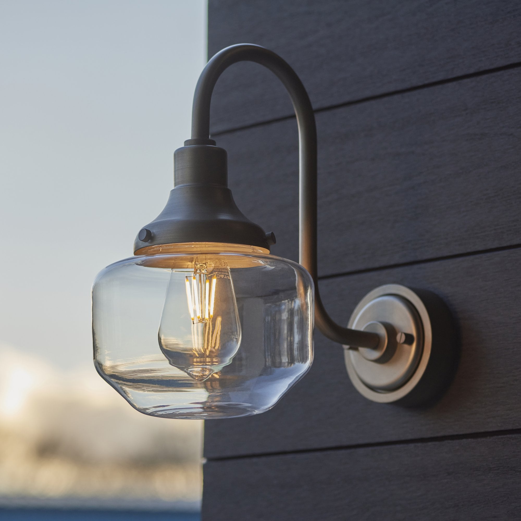 95894 Outdoor Wall 1 Light Brushed Silver Finish And Clear Glass