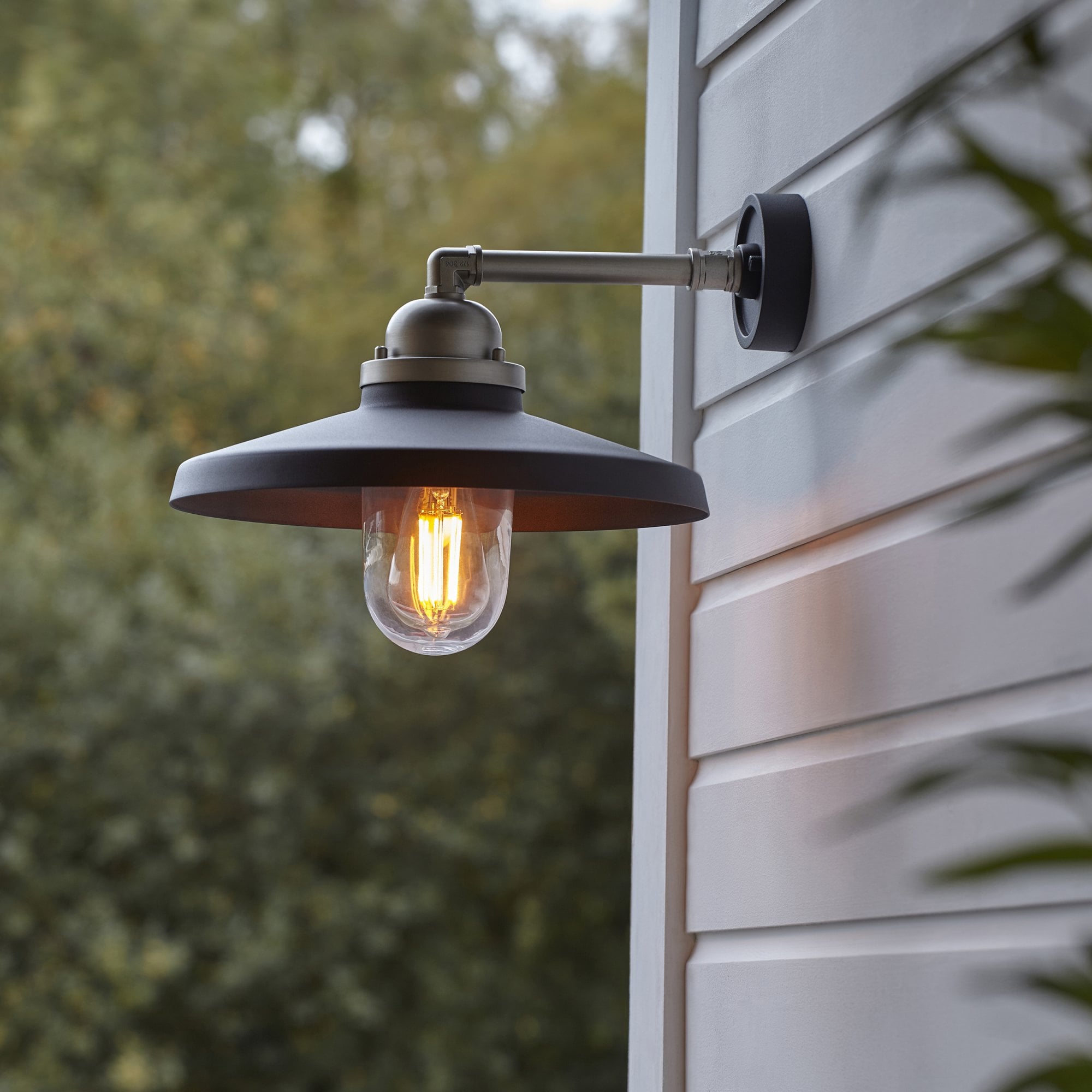 95901 Outdoor Wall 1 Light Matt Black And Brushed Silver Finish With Clear Glass