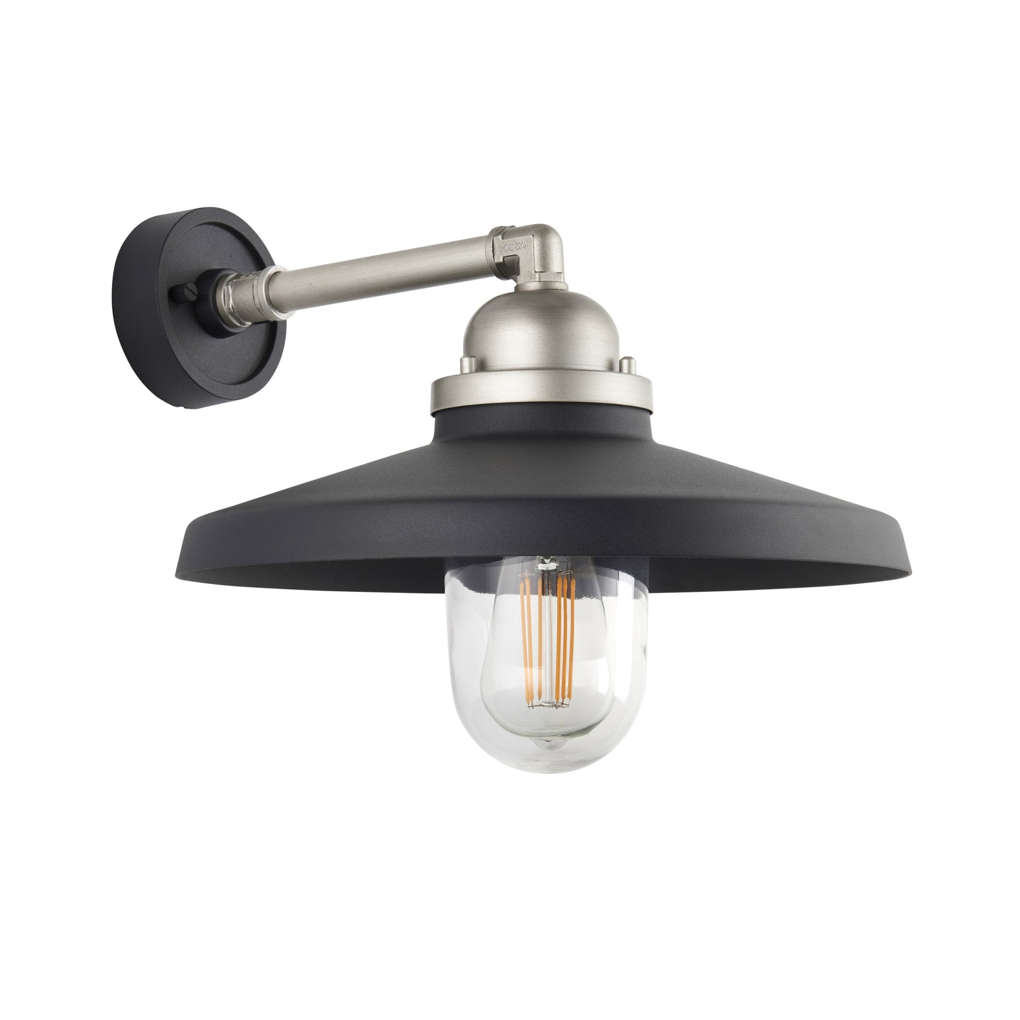95901 Outdoor Wall 1 Light Matt Black And Brushed Silver Finish With Clear Glass