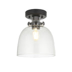 99106 Flush Ceiling 1 Light Smokey Grey Tinted Glass And Black Chrome Plate