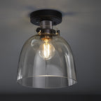 99106 Flush Ceiling 1 Light Smokey Grey Tinted Glass And Black Chrome Plate