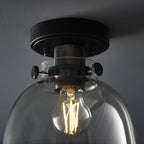 99106 Flush Ceiling 1 Light Smokey Grey Tinted Glass And Black Chrome Plate
