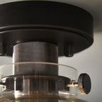 99106 Flush Ceiling 1 Light Smokey Grey Tinted Glass And Black Chrome Plate