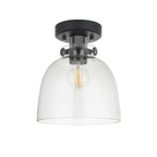 99106 Flush Ceiling 1 Light Smokey Grey Tinted Glass And Black Chrome Plate