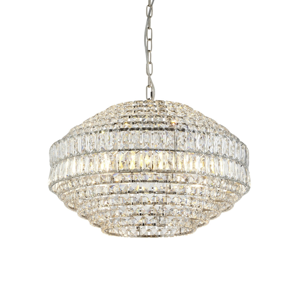 99155 Pendant 5 Light Bright Nickel Plate And Clear Crystal Glass