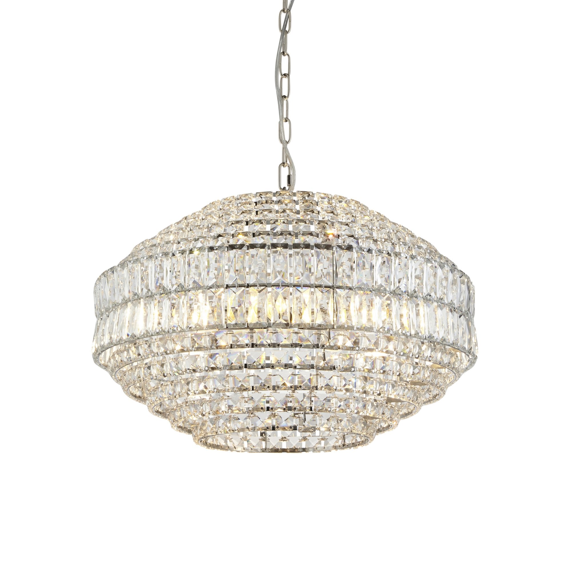 99155 Pendant 5 Light Bright Nickel Plate And Clear Crystal Glass