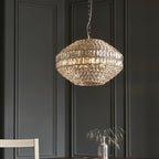 99155 Pendant 5 Light Bright Nickel Plate And Clear Crystal Glass
