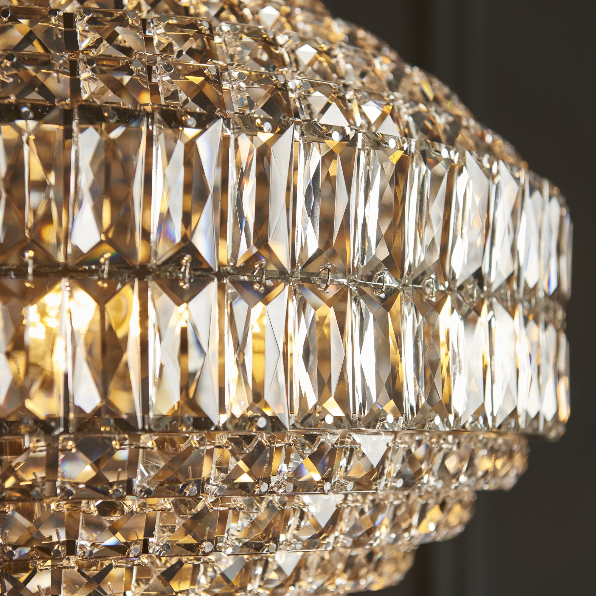 99155 Pendant 5 Light Bright Nickel Plate And Clear Crystal Glass
