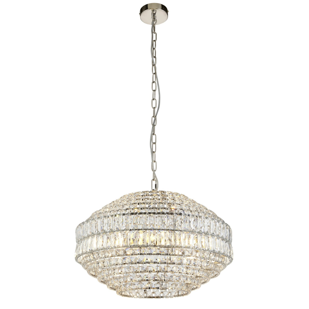 99155 Pendant 5 Light Bright Nickel Plate And Clear Crystal Glass