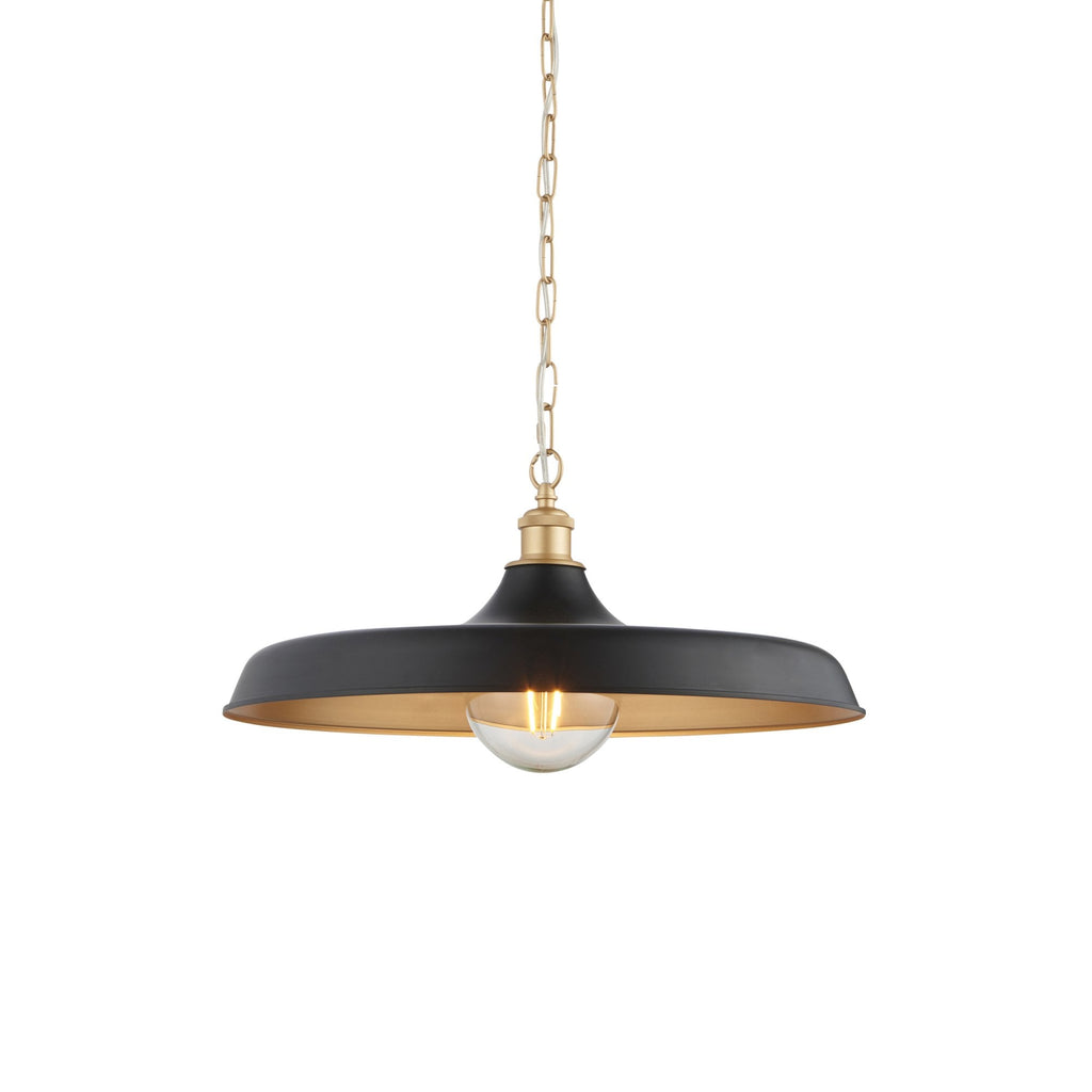 99998 Pendant 1 Light Matt Black And Satin Gold Paint