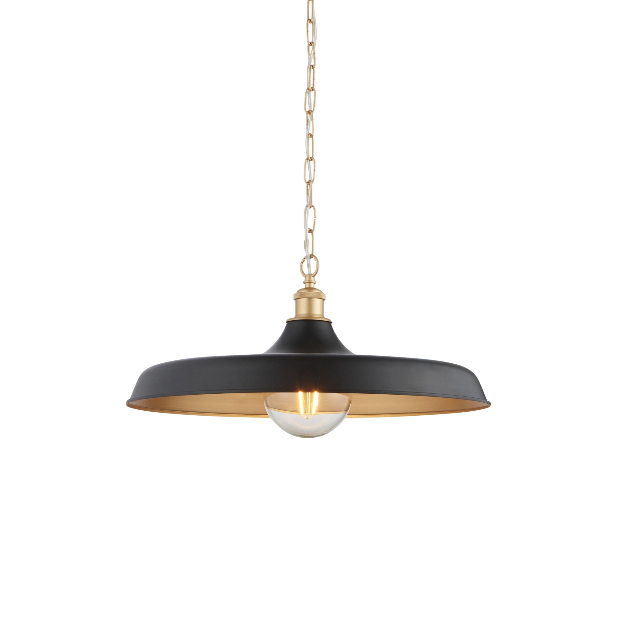 99998 Pendant 1 Light Matt Black And Satin Gold Paint