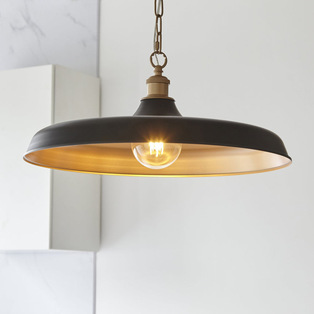 99998 Pendant 1 Light Matt Black And Satin Gold Paint