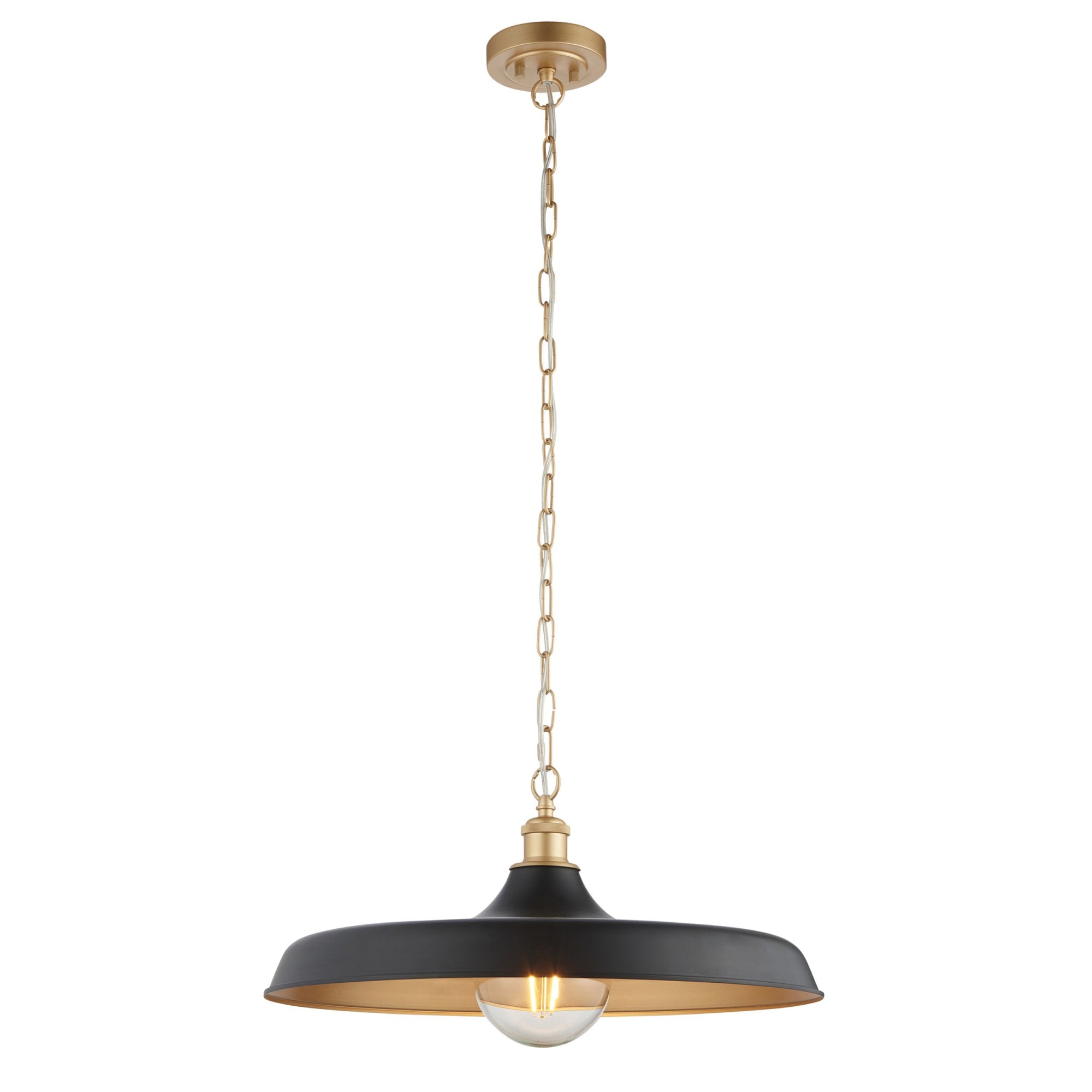 99998 Pendant 1 Light Matt Black And Satin Gold Paint