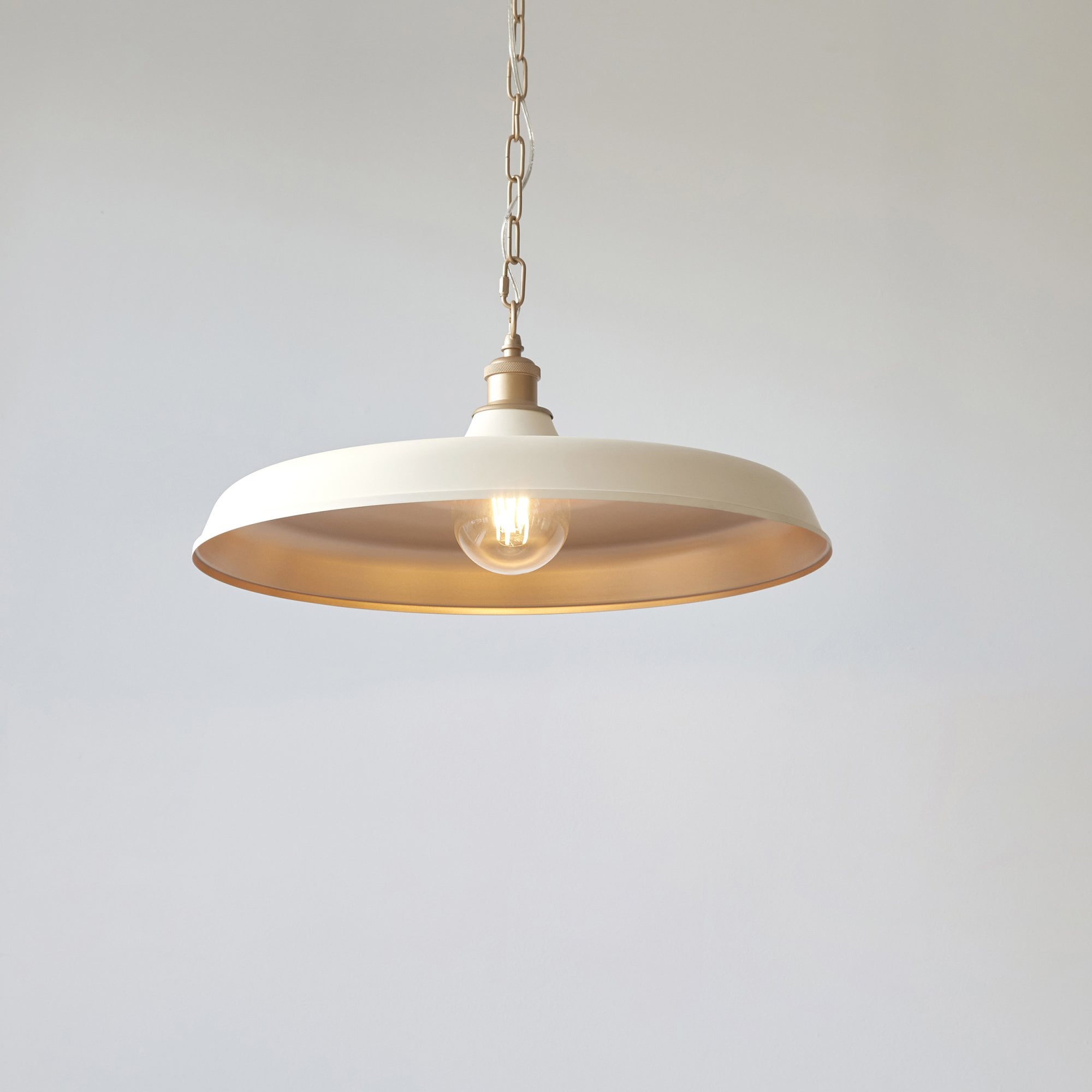 99999 Pendant 1 Light Matt Warm White And Satin Gold Paint