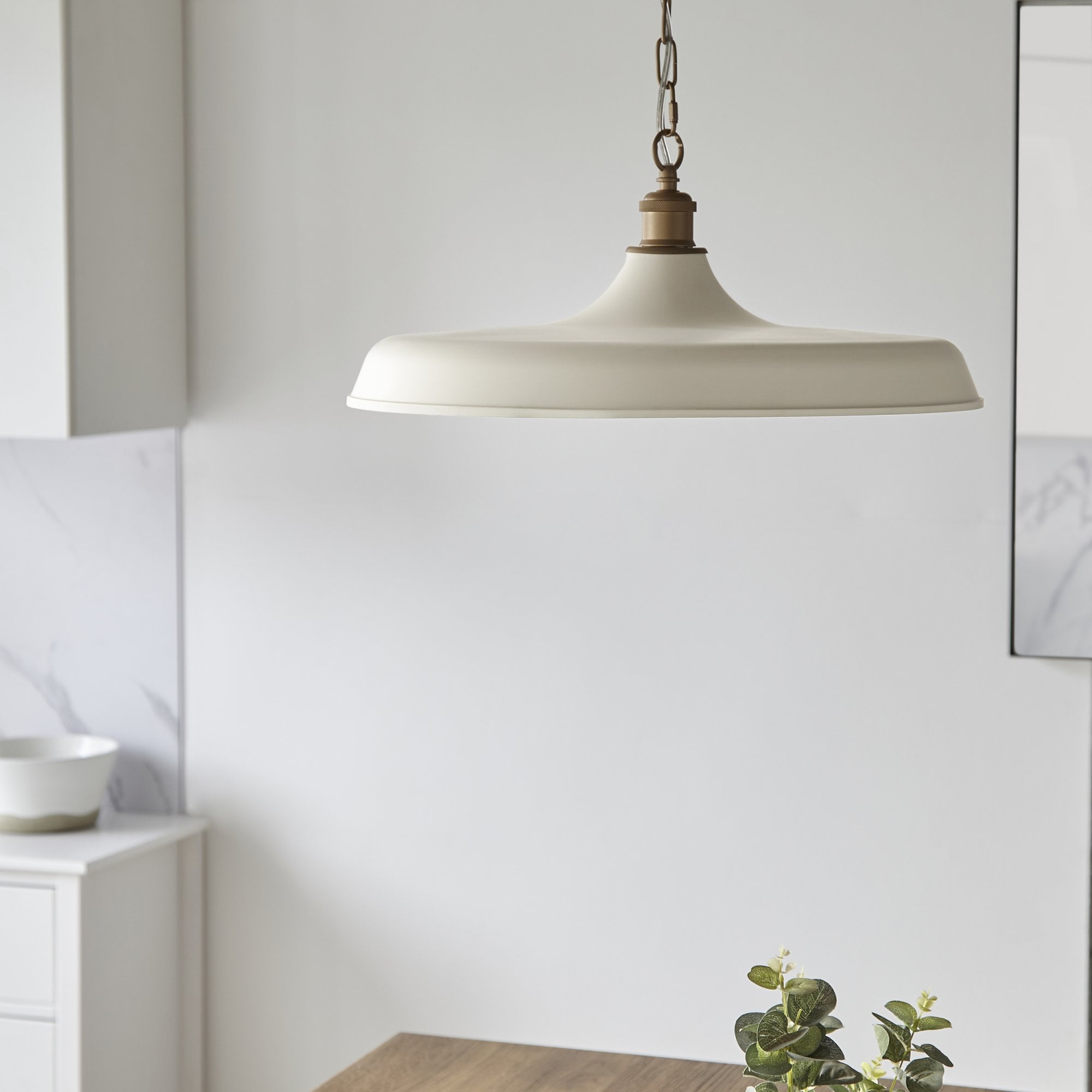 99999 Pendant 1 Light Matt Warm White And Satin Gold Paint