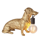 101187 Dog Table Lamp 1 Light Vintage Gold Paint And Matt Black