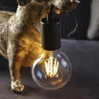 101187 Dog Table Lamp 1 Light Vintage Gold Paint And Matt Black