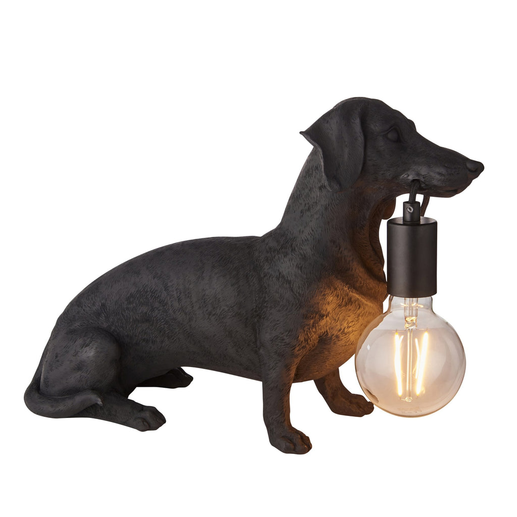101188 Dog Table Lamp 1 Light Matt Black