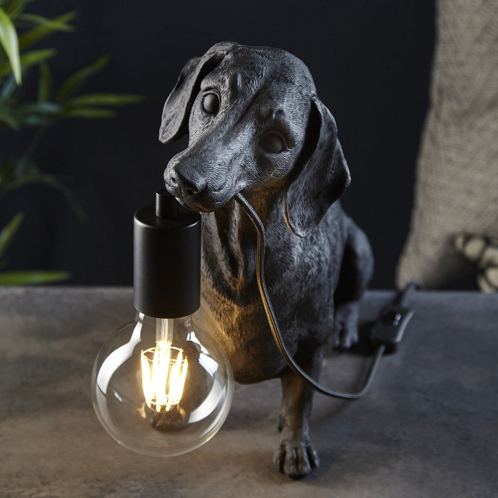 101188 Dog Table Lamp 1 Light Matt Black
