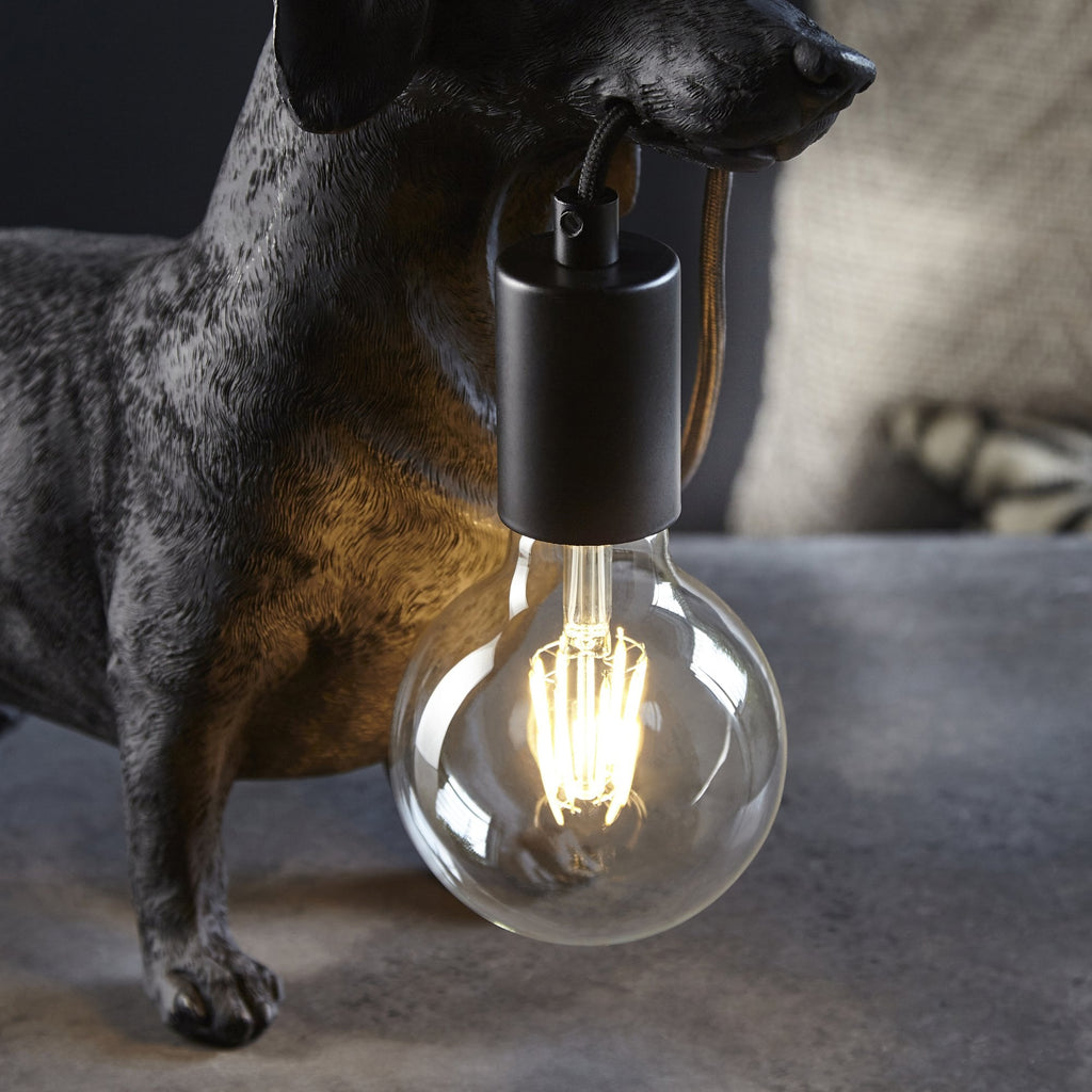 101188 Dog Table Lamp 1 Light Matt Black