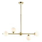 101347 Pendant 5 Light Satin Brass Plate And Gloss White Glass