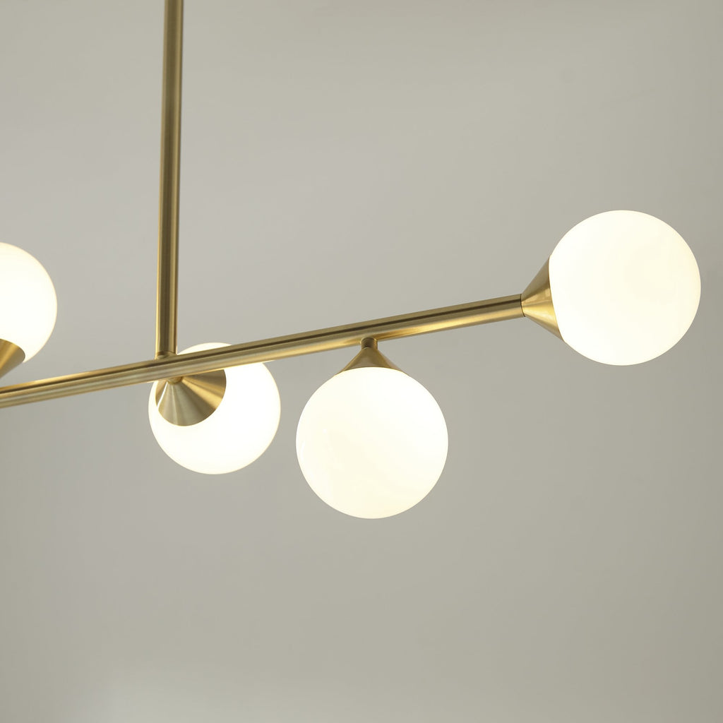 101347 Pendant 5 Light Satin Brass Plate And Gloss White Glass