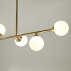 101347 Pendant 5 Light Satin Brass Plate And Gloss White Glass