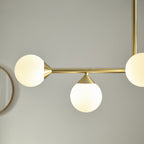 101347 Pendant 5 Light Satin Brass Plate And Gloss White Glass