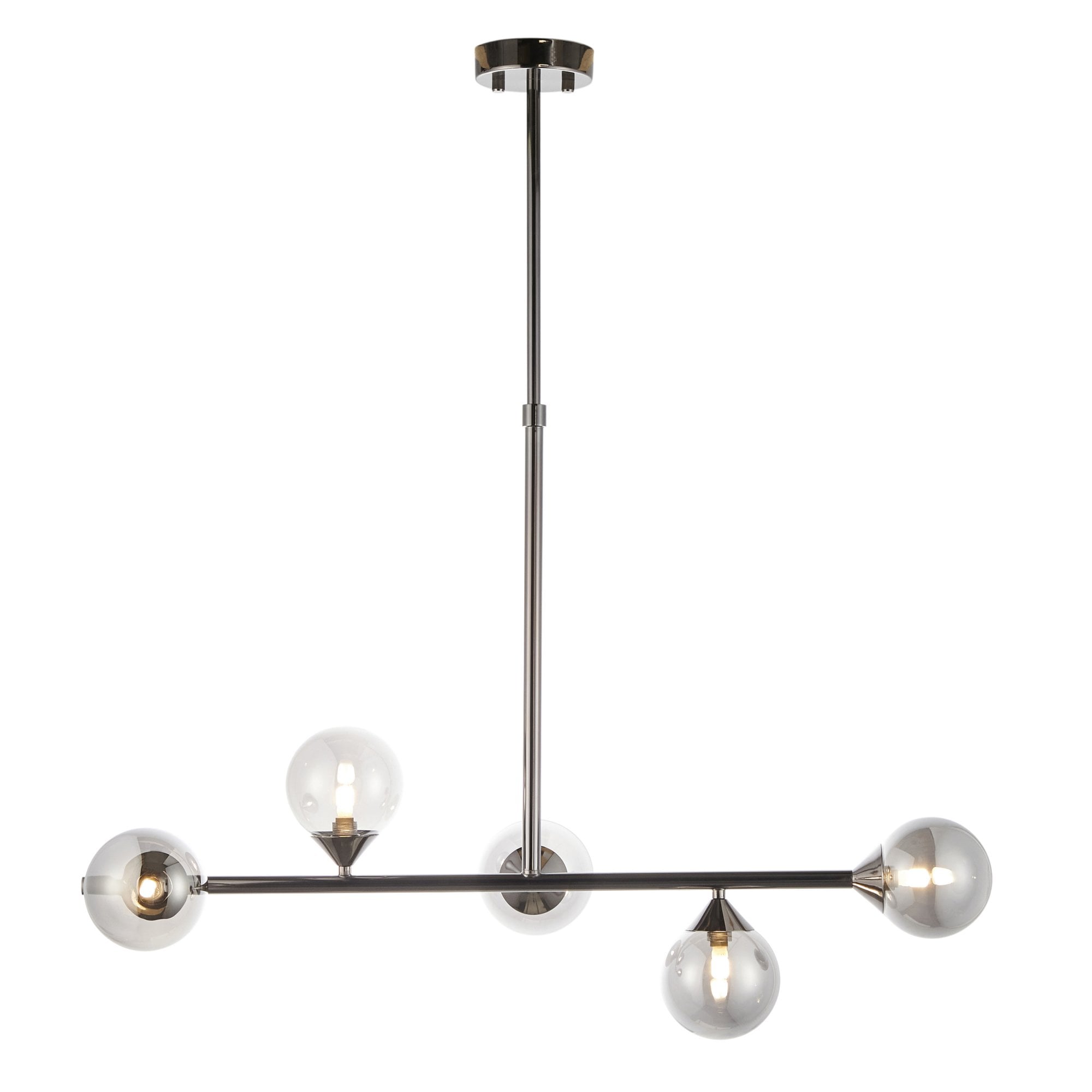 101348 Pendant 5 Light Black Chrome Plate And Smoked Mirror Glass