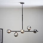 101348 Pendant 5 Light Black Chrome Plate And Smoked Mirror Glass
