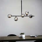 101348 Pendant 5 Light Black Chrome Plate And Smoked Mirror Glass