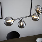 101348 Pendant 5 Light Black Chrome Plate And Smoked Mirror Glass