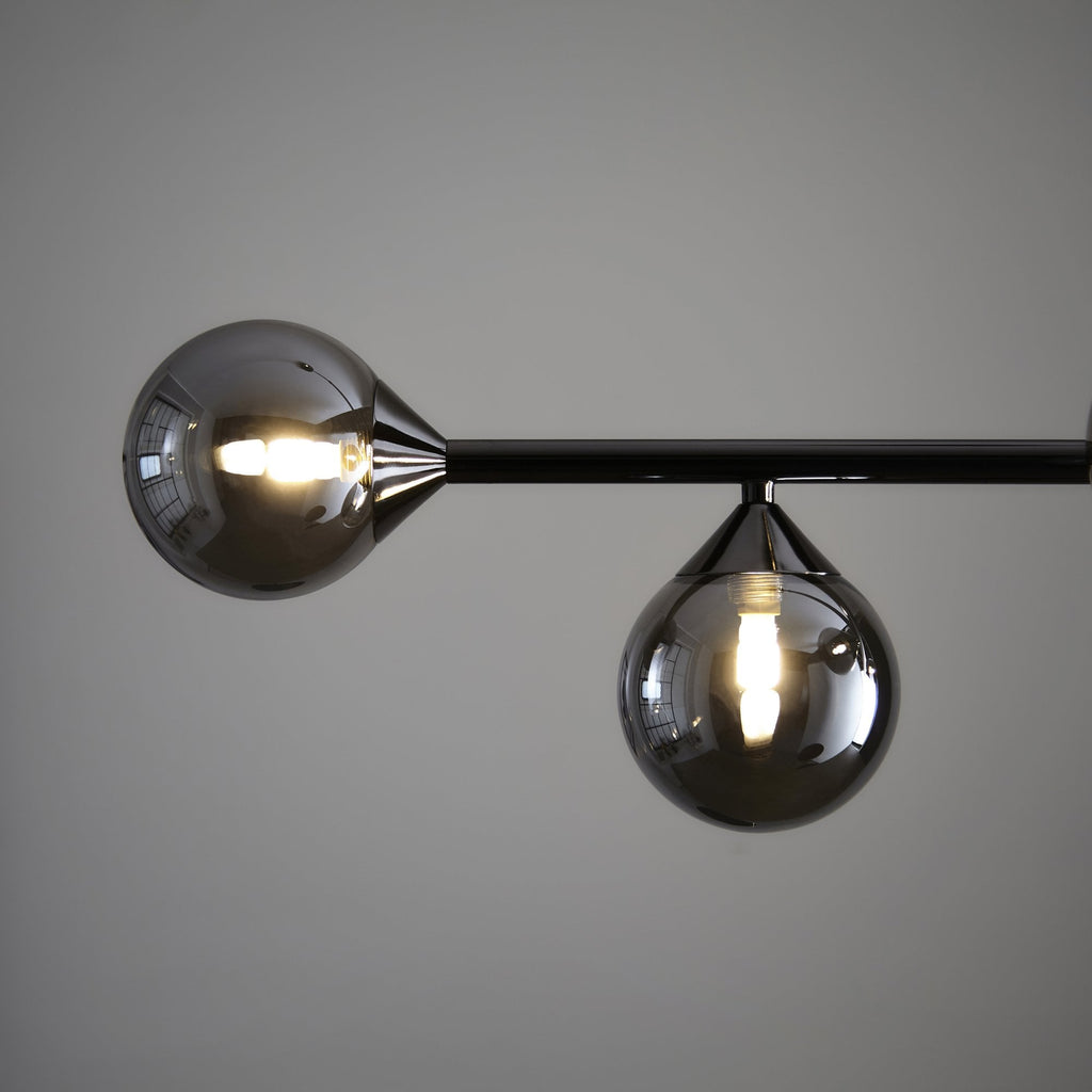 101348 Pendant 5 Light Black Chrome Plate And Smoked Mirror Glass